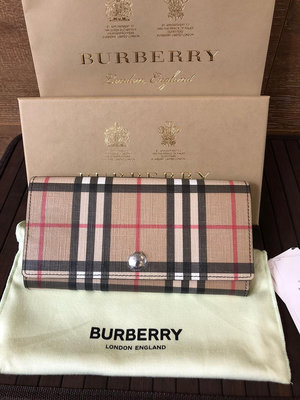 Burberry博柏利女士經典格紋錢包手拿包