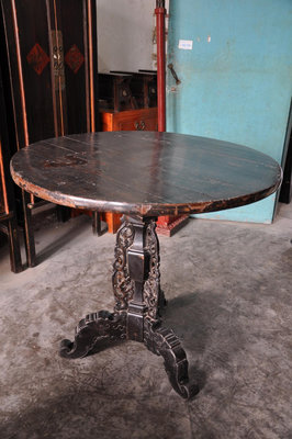 【二手】老物黑漆圓桌，桌面可以折疊，原裝原汁原味，裝到位12657【銅都古董】古玩 收藏 古董