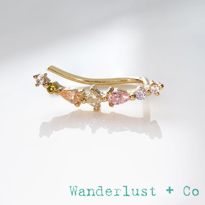 Wanderlust+Co 澳洲品牌 流星彩鑽 貼合耳廓耳環 Shooting Star Rainbow 單隻販售