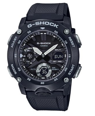 【CASIO G-SHOCK】(公司貨) GA-2000S-1A 其全新系列搭載碳纖維核心防護構造 並設計可替換錶帶