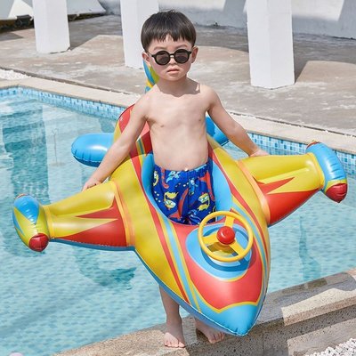 加厚兒童游泳圈小孩卡通溫泉浮圈男寶寶飛機座艇坐圈水泡1-3-6歲游泳圈超夯 正品 現貨