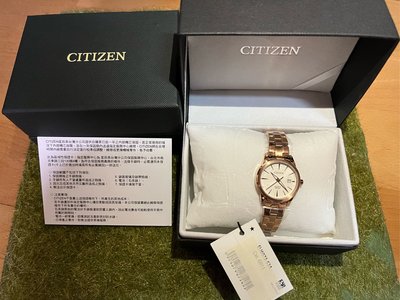 【現貨】(正版)員工價可面交 有保卡 CITIZEN 星辰 EU6073-53A 石英指針女錶 不鏽鋼錶帶 白色錶面
