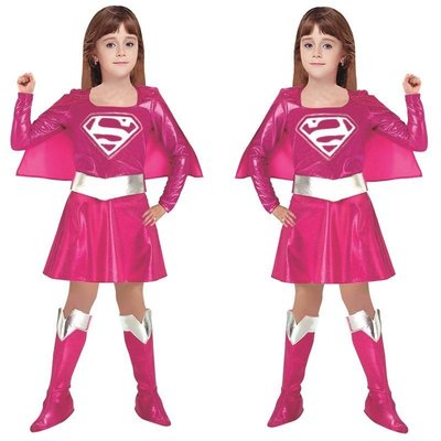 下殺 【萬聖節服裝】女童超人Cosplay裙 兒童神力女超人造型服飾 萬聖節cosplay服裝  超級英雄女超人裝扮