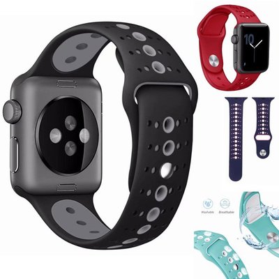 蘋果 Apple Watch 蘋果手錶錶帶 38mm 42mm 40mm 44mm 撞色洞洞錶帶 錶帶 智慧 蘋果手錶
