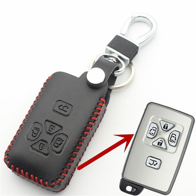 豐田銳志/瓦隆/previa/alphard/普銳斯汽車造型 L77 皮革 5 按鈕智能鑰匙包保護套