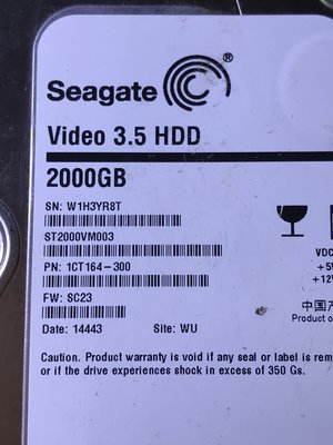 Seagate  3.5吋 2T 2TB 型號: ST2000VM003  64MB, 3測試正常,面交:(三峽地區)