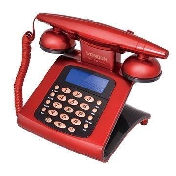 WONDER旺德 仿古來電顯示電話機 家用電話 聽筒 來電顯示 LCD顯示 鬧鐘功能 古董風 WT-05