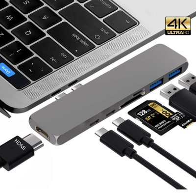 蘋果電腦 Type C 轉接器 USB C HUB 七合一 HDMI USB SD TF 記憶卡 M1 M2