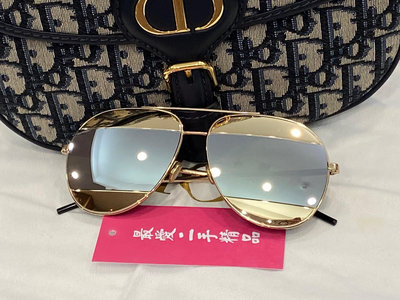 ☆最愛二手精品☆ Dior CD 金色拼灰色雷朋墨鏡眼鏡太陽眼鏡 XD7101