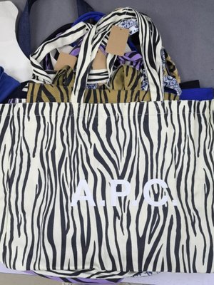 【熱賣精選】棉日本韓國小眾A.P.C.斑馬紋購物袋手提袋單肩手提帆布包apc
