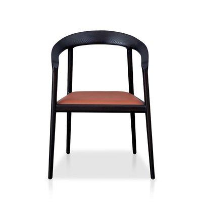 熱賣 意式極簡實木皮藝餐椅簡約現代北歐凳子設計師餐廳扶手椅子奢華實木椅子