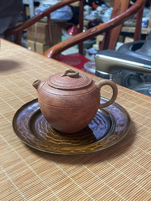 日本銅盤 壺承 手工捶目文 手打紫銅盤 壺托 杯托