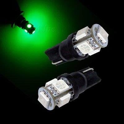 【PA LED】T10 5晶 15晶體 SMD LED 綠光 耐熱底座 小燈 方向燈 儀表燈 定位燈 牌照燈