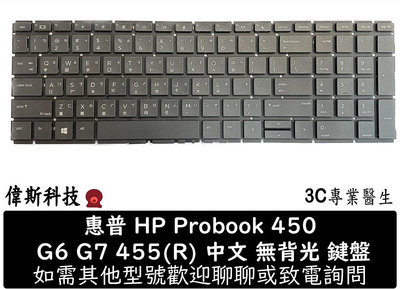 ☆偉斯科技☆全新 現貨 惠普 HP Probook 450 G6 455R G6 455 G6 450 455 G7 中文鍵盤