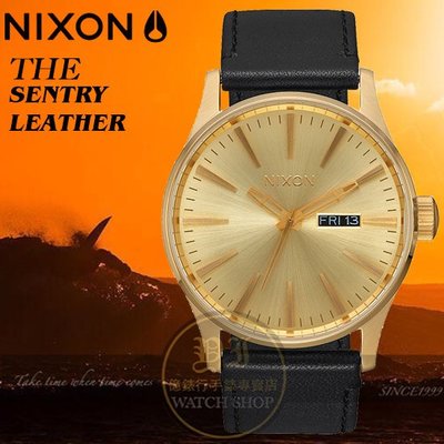 NIXON 實體店THE SENTRY LEATHER腕錶A105-510公司貨/極限運動/時尚潮流/禮物/情人節