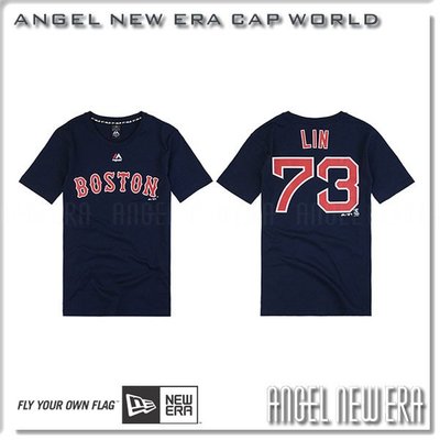 【ANGEL NEW ERA】MLB 林子偉 73 波士頓 紅襪  Majestic 深藍 背號短T 限量