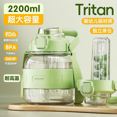 tritan大肚杯大容量女生2000ml噸桶噸兒童運動水壺夏季吸管-一家雜貨