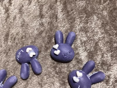 DIY 飾品 卡片 禮物包裝 髮飾 塑料 紫色 愛心 兔子 卡通 21.4mm 貼片 $2/片