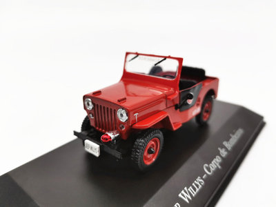 【熱賣精選】汽車模型 車模 收藏模型IXO 1/43 JEEP WILLYS CORPO de Bombeiros 合金吉普車模型