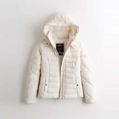 【HOLLISTER Co.】【HCO】HC女款鋪棉外套修身羔毛米 F03210105-04