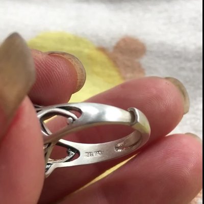 經典款暹羅古韻S990足銀鑲嵌紅剛玉戒指亞光蓮花可調節開口戒指