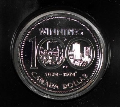 AB001 加拿大1974年 溫尼伯百年DOLLAR銀幣
