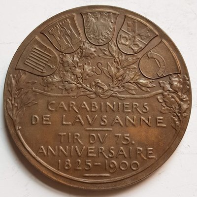 瑞士錭章1900 Swiss Vaud Lausanne Bronze Medal by Hans Frei.