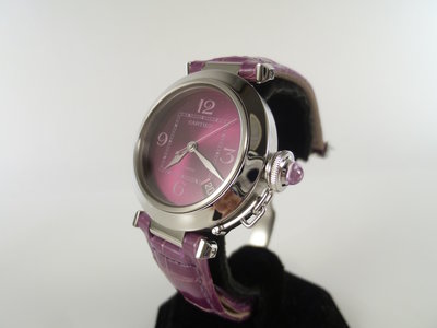 [卡貝拉精品交流] CARTIER 卡地亞 PASHA 帕夏 限量款 機械錶 紫色面 2324 女錶 35.5mm