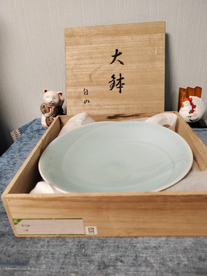 日本回流 中古舶來 白山陶器高端精品勾玉青瓷丸紋大缽原盒包裝