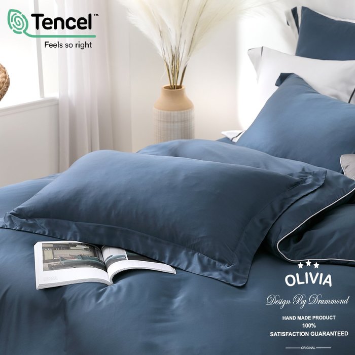 【OLIVIA 】 DR3000 Pure 蒼山藍 單人床包枕套兩件組【不含被套】 80支天絲™萊賽爾 台灣製