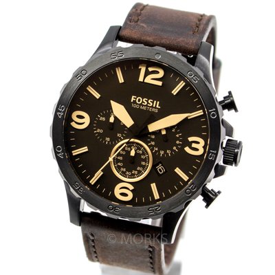 現貨 可自取 FOSSIL JR1487 手錶 50mm 咖啡色面盤 咖啡色皮錶帶 日期顯示 男錶女錶