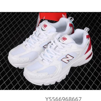 New Balance NB530系列復古休閒慢跑鞋 男女鞋 白/紅色