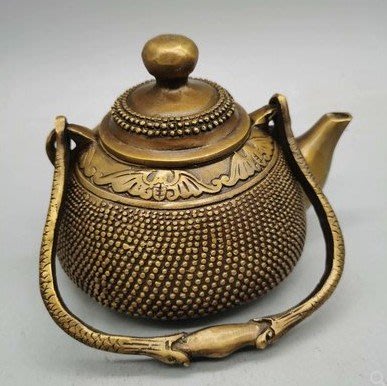 茶壺水壺老式提壺民國銅器大明宣德壺 復古 五福同壽提壺酒壺