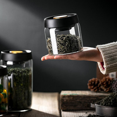 抽真空茶葉罐玻璃儲存罐透明收納綠茶包裝盒防潮密封罐保存罐947g