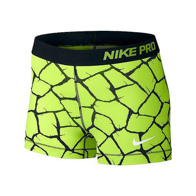 Nike pro Giraffe Women's Pro 3-Inch Giraffe Shorts 緊身運動短褲 螢光黃 女 M