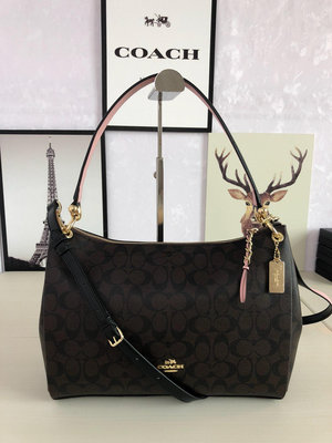 全新 COACH 蔻家 28967 美國正品代購最新款 月亮包PVC拼皮 單肩斜跨提手包 超低直購