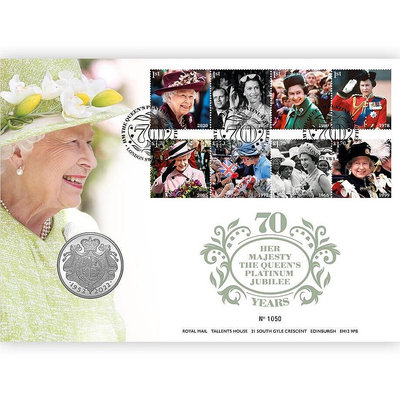 英國女王 登基70周年 紀念幣＋郵票 白金禧 伊莉莎白二世 硬幣 收藏紀念品 皇室王室 影集王冠 女王 週年 生日禮物
