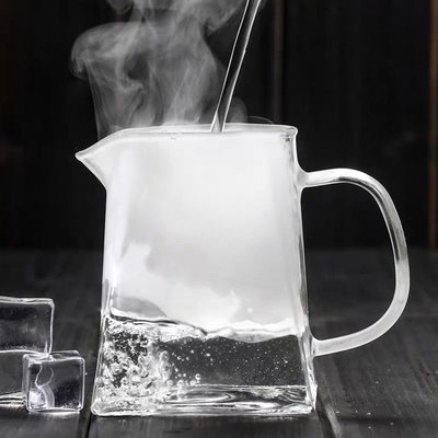 特賣-加厚耐熱玻璃公道杯透明分茶器高檔茶海帶把手大號公道