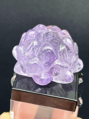 天然紫水晶手工雕刻蓮花擺件裝飾品居家辦公桌擺件 水晶 擺件 文玩【天下奇物】431