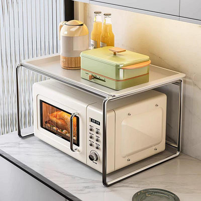 廚房微波爐置物架台面家用不銹鋼空氣炸鍋收納架子ins風烤箱支架