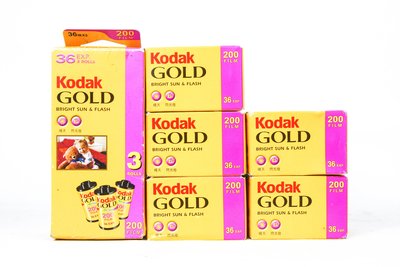 【古物箱】KODAK GOLD 200 柯達 金軟片 金菲林 老底片 200感光 過期底片 共8捲   (全新品 )