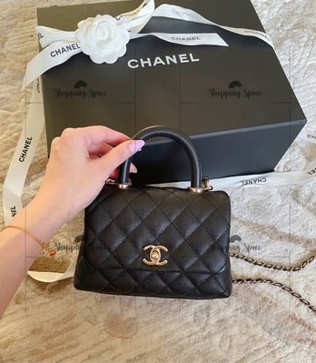 Chanel Mini Coco handle荔枝牛皮金扣