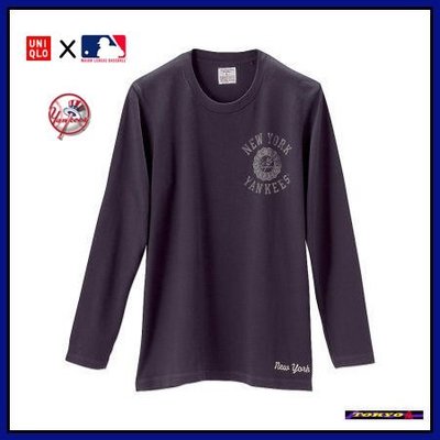 日本款式 台灣無售~ UNIQLO X MLB 美國職棒 洋基隊 Yankees 長袖 時尚復古風 老爹 T恤 上衣