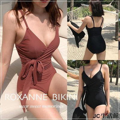 【精選好物】臺灣連身泳衣 Roxanne Bikini 綁帶顯瘦有鋼圈連身泳裝 泳衣 比基尼