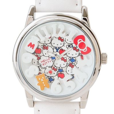 已售出 日本Hello Kitty (絕版品) 小熊 牛奶罐 白色皮革手錶