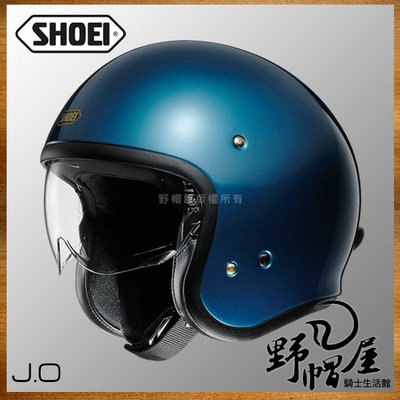 《野帽屋》日本 SHOEI J.O 3/4罩 安全帽 復古帽 可掀內鏡片 內襯全可拆 JO GOGORO。金屬藍