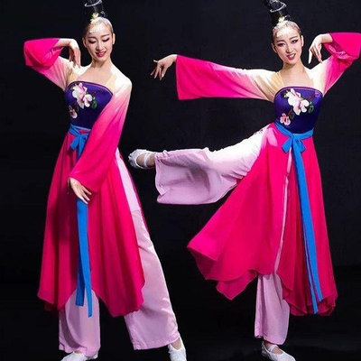 古典舞演出服女飄逸中國風涼涼舞蹈服裝現代仙女改良漢~特價