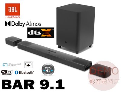 ㊑DEMO影音超特店㍿台灣JBL BAR 9.1 真無線環繞 5.1.4  DOLBY ATMOS SOUNDBAR