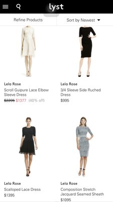 Nejma Lela Rose 購物網站價格~約美金1000~5000不等