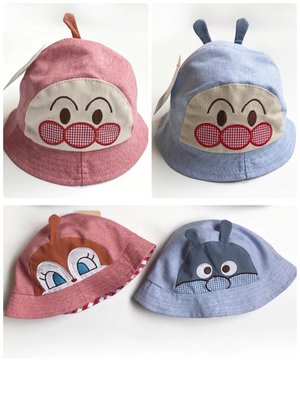 ＊愛漂漂＊【H036】前後兩面可戴麵包超人細菌人立體造型遮陽帽 漁夫帽 嬰兒帽 男童女童兒童帽 寶寶帽子